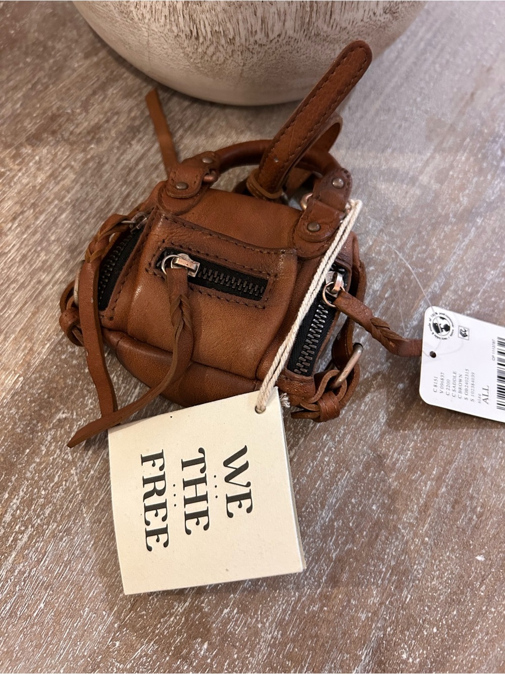 Free People Mini Bag Charm in Brown & Cream - Picture 4 of 4